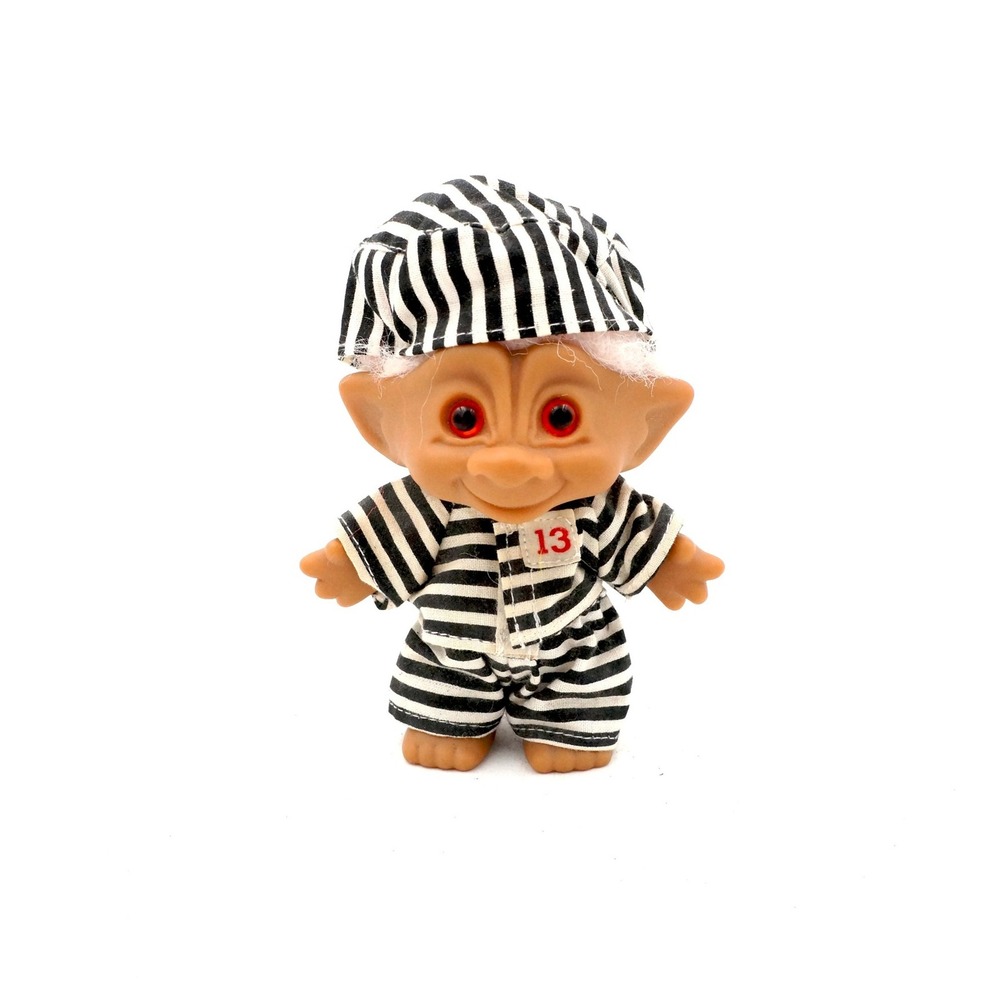 Vintage Troll Doll Prisoner Outfit Number 13 Red Eyes White Hair Collectible Toy